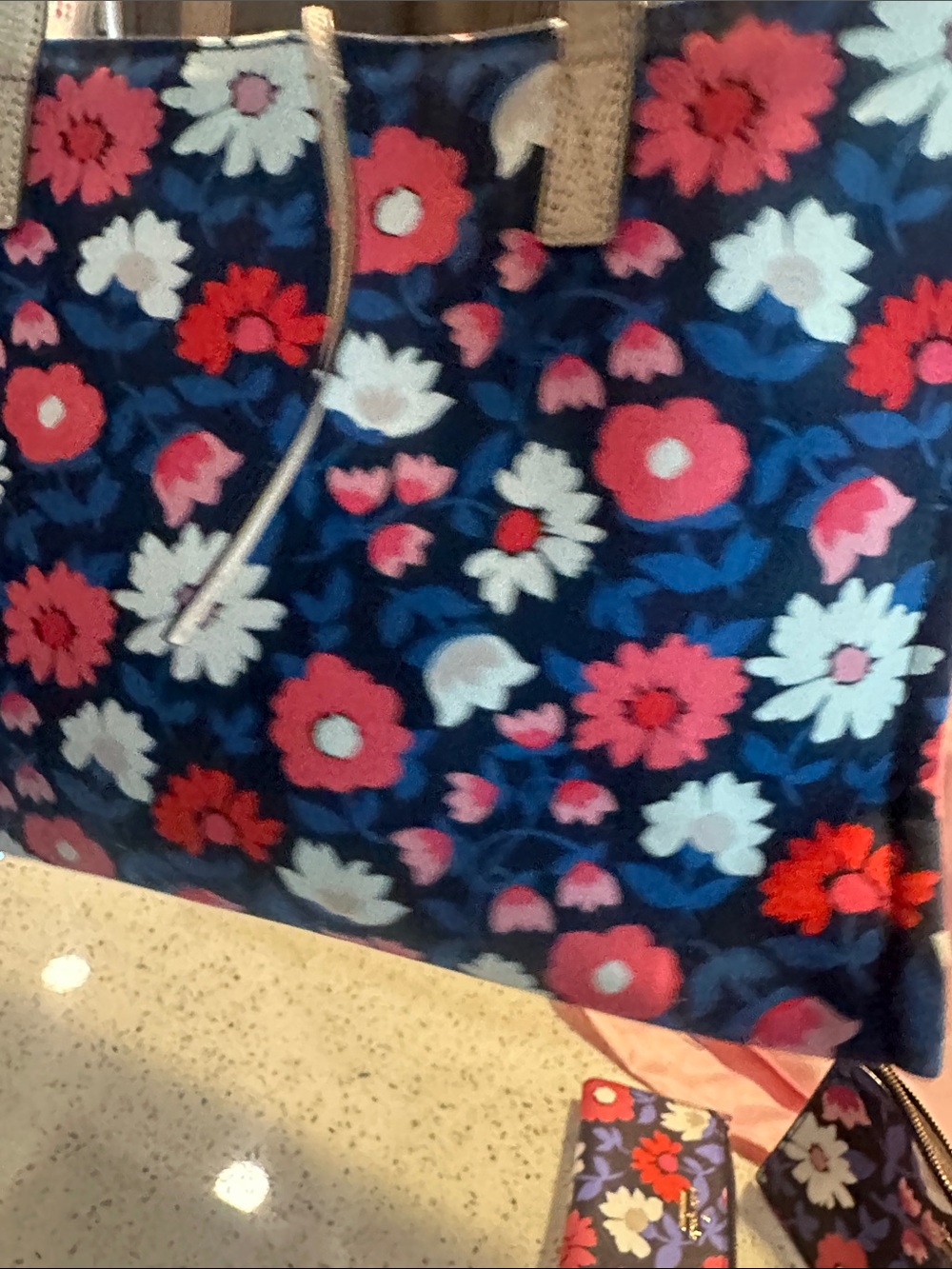 kate spade Navy Floral Tote,small Wallet, phone case, wristlet, dustbag - Picture 6 of 17